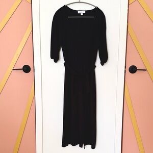 Amour Vert Black Midi Dress S Small short sleeve slit